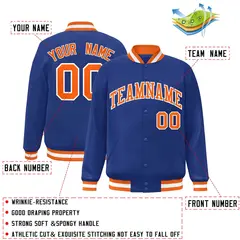 Royal Orange-White Varsity Full-Snap Letterman Jacket 2