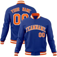 Royal Orange-White Varsity Full-Snap Letterman Jacket 1
