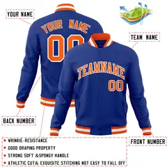 Royal Orange-White Varsity Full-Snap Letterman Jacket 4