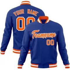 Royal Orange-White Varsity Full-Snap Letterman Jacket