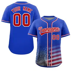 Royal Patriotic Gradient American Flag Baseball Jersey