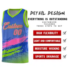 Royal Pink and Neon Green Graffiti Basketball Jersey 2