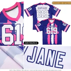 Royal Pink and White Graffiti Flag Football Jersey 2