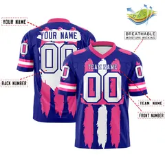 Royal Pink and White Graffiti Flag Football Jersey 3