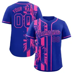 Royal Pink Coconut Tree Split Baseball Jersey 1