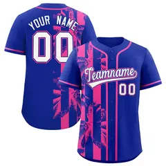 Royal Pink Coconut Tree Split Baseball Jersey 1