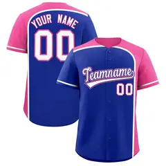 Royal Pink Color Block Authentic Baseball Jersey 1