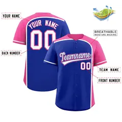 Royal Pink Color Block Authentic Baseball Jersey 2
