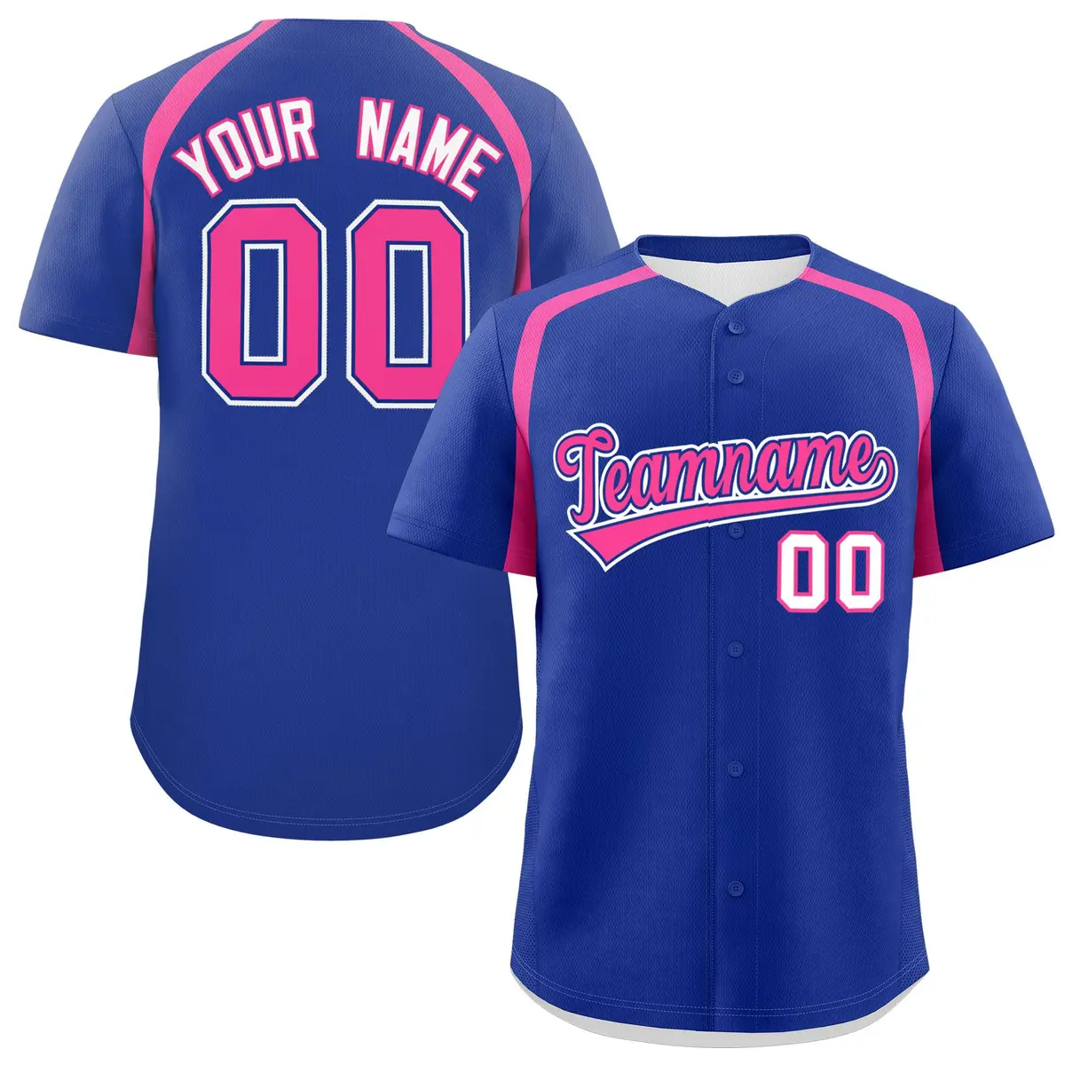 Royal Pink Color Block Authentic Baseball Jersey