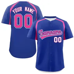 Royal Pink Color Block Authentic Baseball Jersey 1