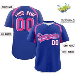 Royal Pink Color Block Authentic Baseball Jersey 2