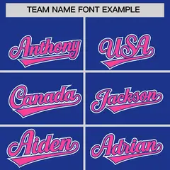 Royal Pink Contrast Raglan Sleeves Baseball Jersey 3