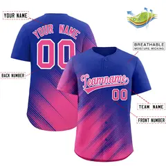 Royal Pink Diagonal Stripe Gradient Fashion Baseball Jersey 2