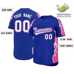 Royal Pink Flame Outline Side Pattern Basketball Jersey 2