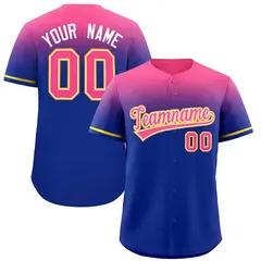 Royal Pink Gradient Authentic Baseball Jersey 1