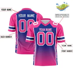 Royal Pink Gradient Side Pattern Authentic Football Jersey 2