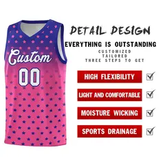 Royal Pink Gradient Star Pattern Basketball Jersey Sets 2