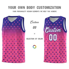 Royal Pink Gradient Star Pattern Basketball Jersey Sets 3