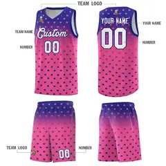 Royal Pink Gradient Star Pattern Basketball Jersey Sets 5