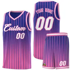 Royal Pink Gradient Stripe Basketball Jersey 1
