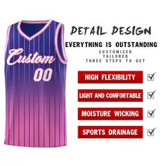 Royal Pink Gradient Stripe Basketball Jersey 2