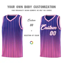 Royal Pink Gradient Stripe Basketball Jersey 3