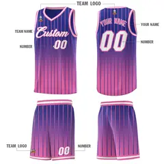 Royal Pink Gradient Stripe Basketball Jersey 5