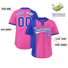 Royal Pink Gradient Stripe Two-Button Softball Jersey 2
