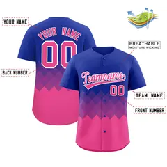 Royal Pink Grid Blur Pattern Baseball Jersey 2