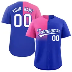 Royal Pink Half Gradient Authentic Baseball Jersey 1