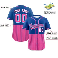 Royal Pink Half Stripe Authentic Baseball Jersey 2