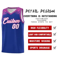 Royal Pink Indians Print Basketball Uniform Jersey 2