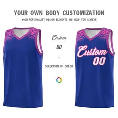 Royal Pink Indians Print Basketball Uniform Jersey 3