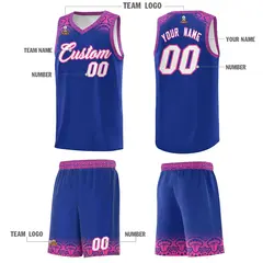 Royal Pink Indians Print Basketball Uniform Jersey 5