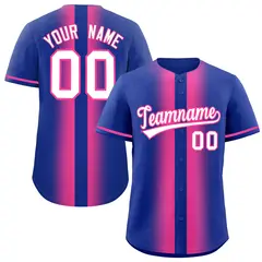 Royal Pink Lapel Gradient Fashion Baseball Jersey 1