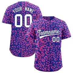 Royal Pink Leopard Print Baseball Jersey