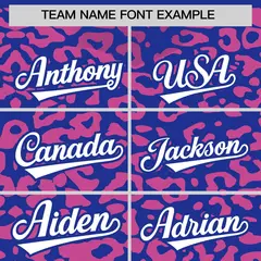 Royal Pink Leopard Print Baseball Jersey 3