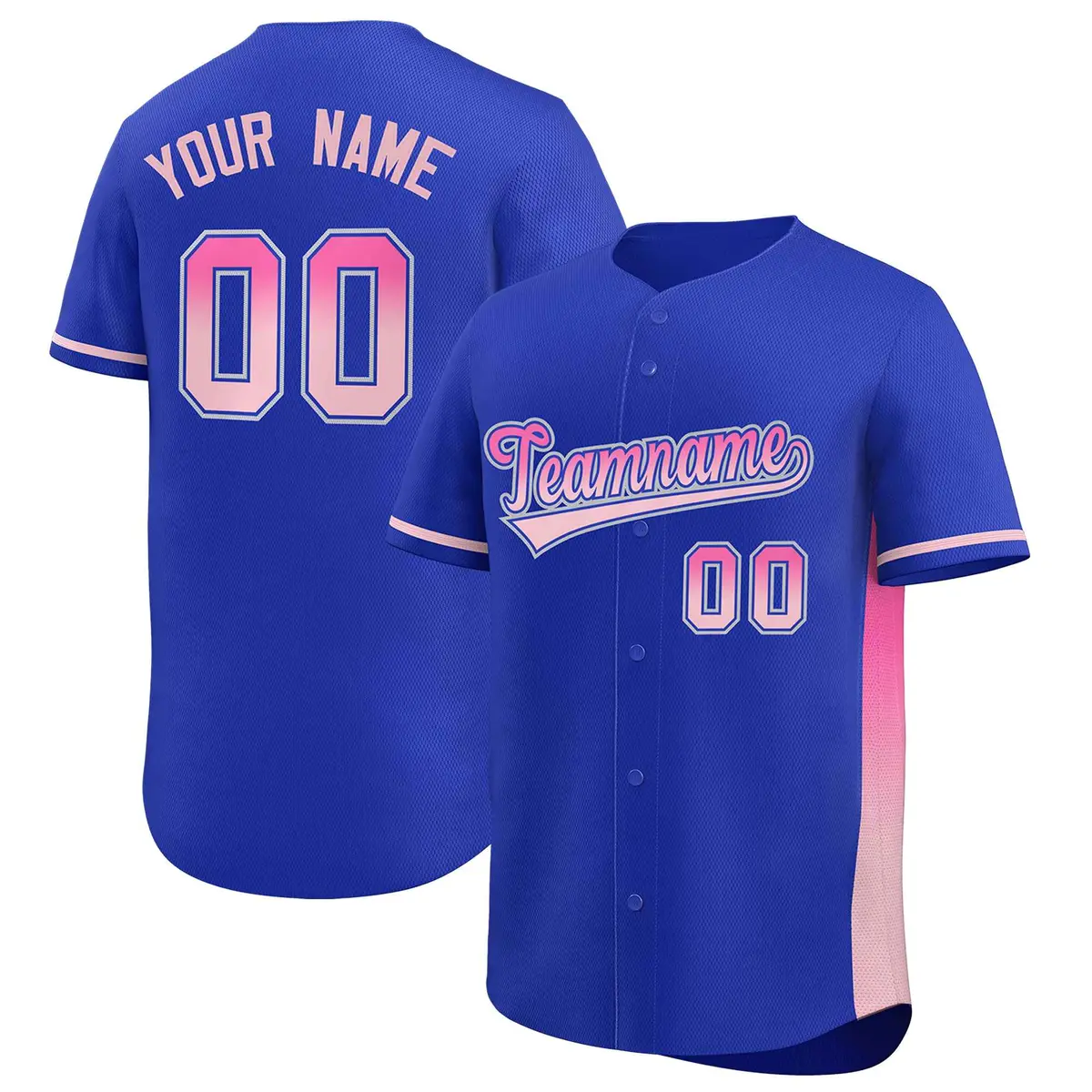 Royal Pink-Lt Pink Gradient Side Baseball Jersey