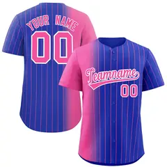 Royal Pink Pinstripe Gradient Baseball Jersey 1