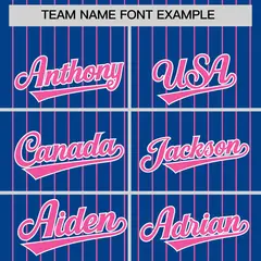 Royal Pink Pinstripe Two-Tone Authentic Baseball Jersey 3