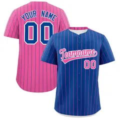 Royal Pink Pinstripe Two-Tone Authentic Baseball Jersey 1