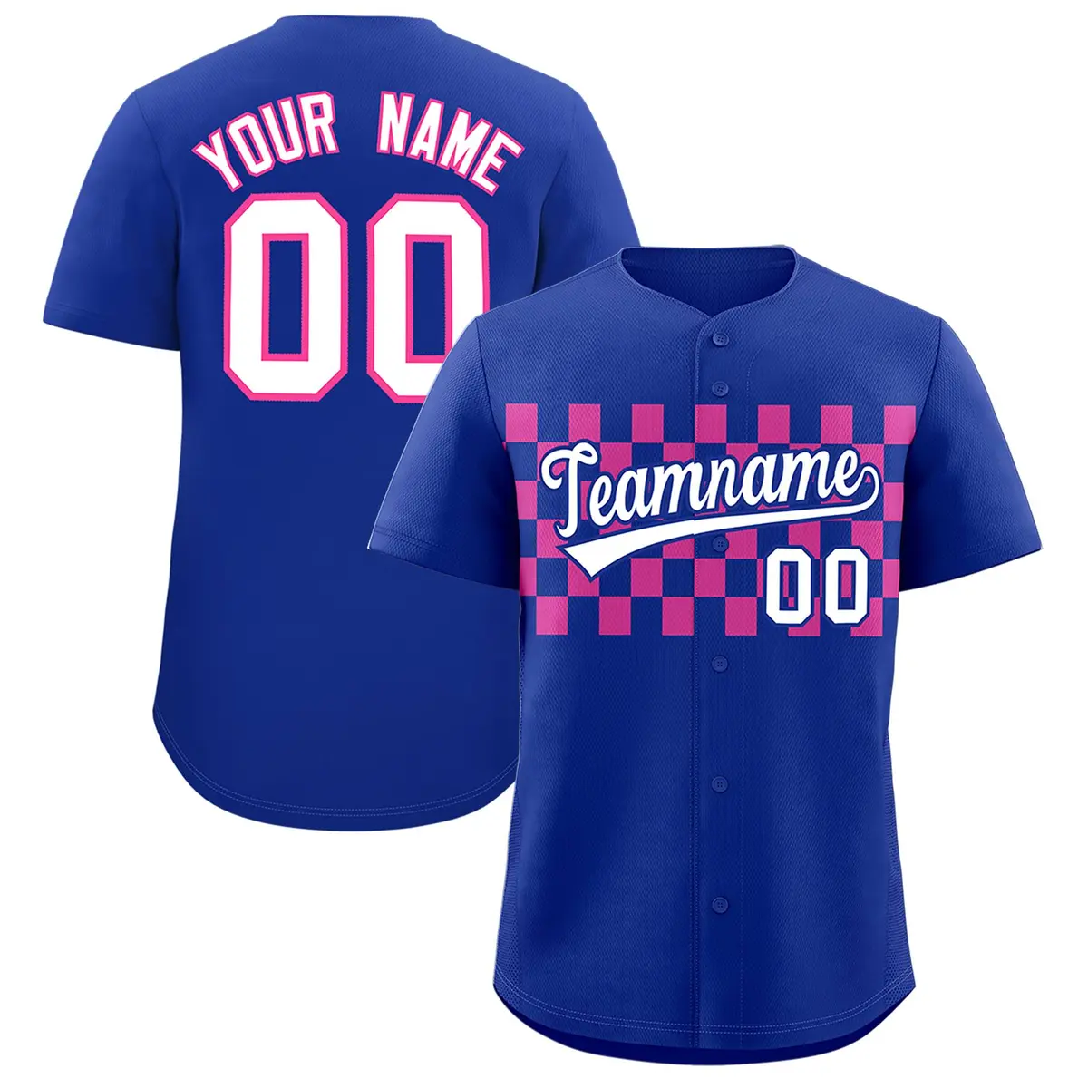 Royal Pink Plaid Fashion Authentic Baseball Jersey