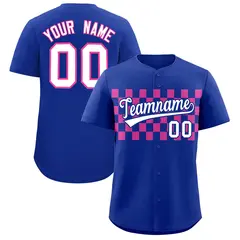 Royal Pink Plaid Fashion Authentic Baseball Jersey 1