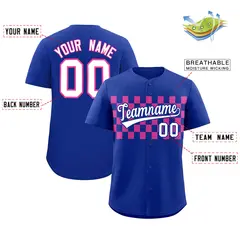 Royal Pink Plaid Fashion Authentic Baseball Jersey 2