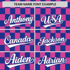 Royal Pink Plaid Fashion Authentic Baseball Jersey 3