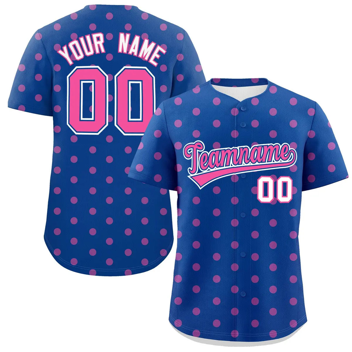 Royal Pink Polka Dot Graffiti Authentic Baseball Jersey