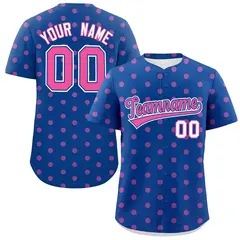 Royal Pink Polka Dot Graffiti Authentic Baseball Jersey 1
