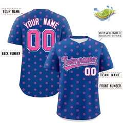 Royal Pink Polka Dot Graffiti Authentic Baseball Jersey 2