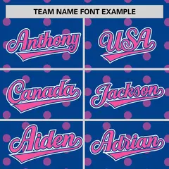 Royal Pink Polka Dot Graffiti Authentic Baseball Jersey 3