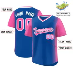 Royal Pink Raglan Pullover Baseball Jersey 2